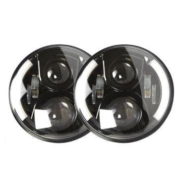 Imagem de Lâmpada de cabeça de 17 cm, faróis de seta, 2 peças com anel de LED para J eE-p JK Wrangler 2007-2017, lâmpada de cabeça frontal redonda brilhante Plug and Play, J222
