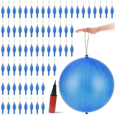 Imagem de 100 Pcs Punch Balloons Thickened Punching Balloon Heavy Duty Party Favors with Rubber Band Handle and Air Pump for Birthday Halloween Goodie Bag Stuffer Supply (Blue)