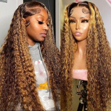 Imagem de Peruca frontal de renda Juvid Ombre Human Hair 180% de densidade 26"