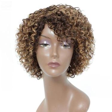 Imagem de Peruca HUA Short Curly Human Hair P4/27/30 para mulheres negras