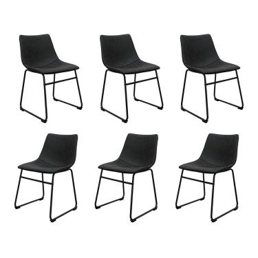 Imagem de Kit 6 Cadeiras Decorativas Marquezine Sala De Jantar Pu Base Aço Preto G56 - Gran Belo