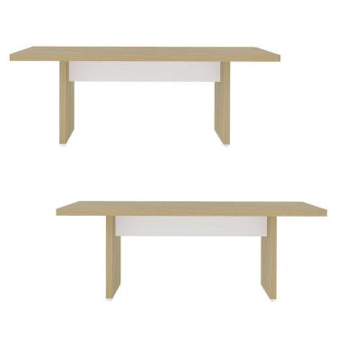 Imagem de Kit 2 Mesas de Escritório Reunião 200cm Corp A06 Carvalho/Branco - Mpozenato