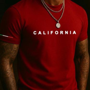 Imagem de Camiseta Masculina California Preta Manga Curta Gola Redonda Estampada