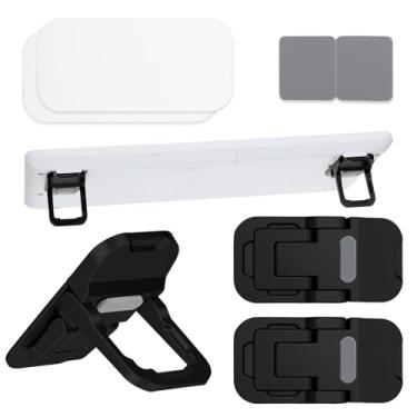 Imagem de XLIUAX Mini suporte de teclado com 4 peças, suporte dobrável para mesa, dois ângulos de inclinação, ajustável, elevador de notebook invisível portátil para a maioria dos teclados, preto