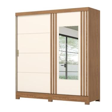 Imagem de Guarda Roupas Casal 2 Portas de Correr com Espelho Ripado 3 Gavetas Jasmim