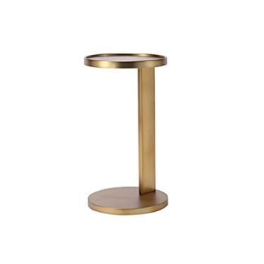 Imagem de Mesa de centro de design simples, mesa de centro redonda nórdica, mesa de centro para sala de estar, sofá, mesa de cabeceira, moderna e minimalista, mesa de centro com varanda dourada, preta, marrom