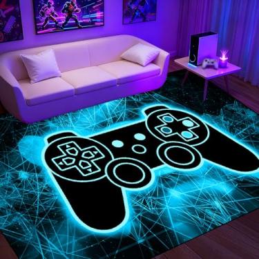 Imagem de Tapetes de área de videogame de jogos para meninos, adolescentes, moderno, moderno, moderno, estilo tecnológico, decoração de casa, controle de gamer, gamepad, tapete de área de chão, tapete de