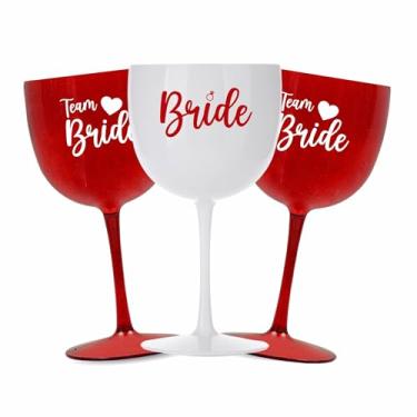 Imagem de Kit 12 Taças Gin Vodka 580ml Acrílica - Personalizadas Chá de lingerie despedida de solteira madrinhas Bride Noiva - Aloha (Rubi Glitter - Bride)