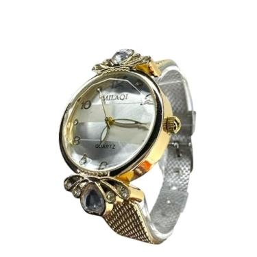 Imagem de Relógio Feminino MIlaq pulseira de Borracha a prova dagua cor variada (Prata)