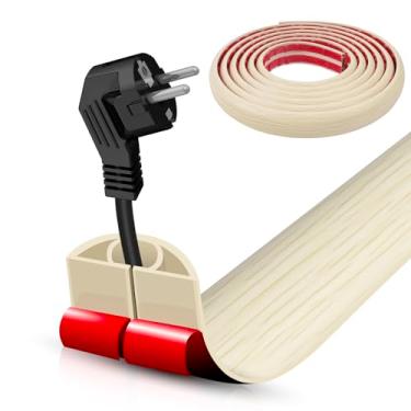 Imagem de Capa de cabo de piso autoadesiva, gerenciamento de cabos de 5 m, protetor de faixa de extensão para fios, evita viagens de cabos para escritórios, academias, exposições. Cavidade: 1 cm (L) x 0,7 cm (A