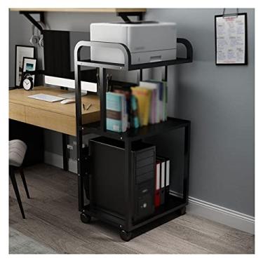 Imagem de Suporte de CPU para computador, suporte de impressora multicamadas, resistente, suporte de torre de computador para escritório doméstico com suporte de rodas (cor: B)