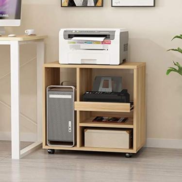 Imagem de SUNESA Suporte de impressão Rack de impressora de madeira rack de armazenamento removível doméstico livros e revistas computador desktop CPU case rack de armazenamento escritório armário lateral