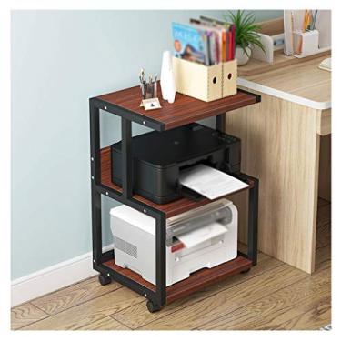 Imagem de Suporte de impressão, suporte de impressora multifuncional móvel, moldura fixa de metal, 3 camadas, suporte para máquina de fax, escritório, copiadora, scanner, prateleira, mesa de impressora (cor