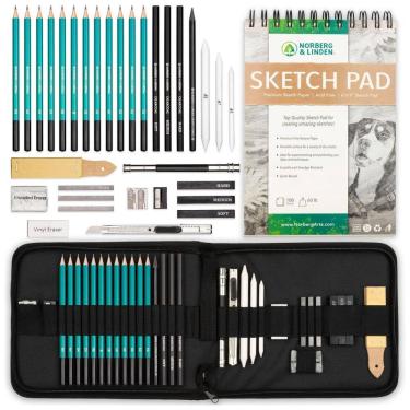 Imagem de Kit Lápis de Cor Profissional com Estojo 100 peças Tintas Acrílicas, Aquarela, NORBERG LINDEN 4336945587, Preto