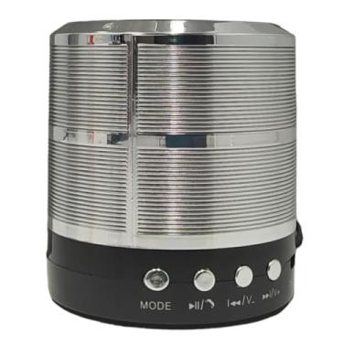 Imagem de Mini Caixa De Som Portátil Speaker Bluetooth | Multifunções: Rádio FM, USB e Cartão SD | Bateria Recarregável | Ultra Compacta (Cinza)