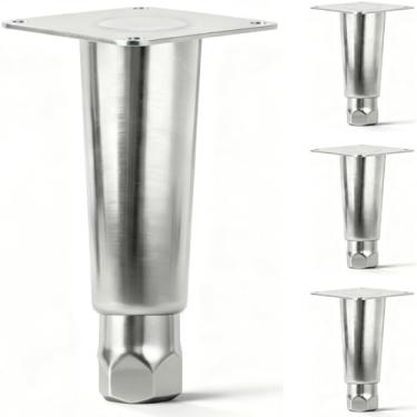 Imagem de WARMWU Pacote com 4 pernas ajustáveis de 15 cm, pernas de mesa de aço inoxidável resistentes, placa de montagem quadrada de 1-5/20.3 cm, perna de equipamento para armários e equipamentos