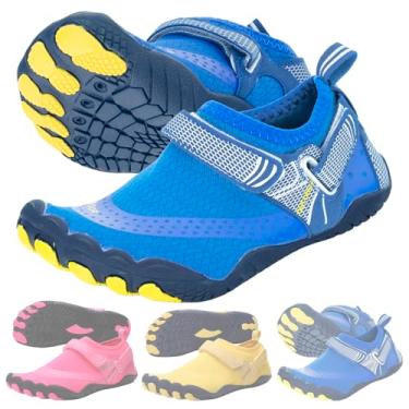 Imagem de Meias aquáticas aquáticas para crianças, sola rígida para caminhadas, praia, piscina, proteção aquática, Azul, 9 Toddler