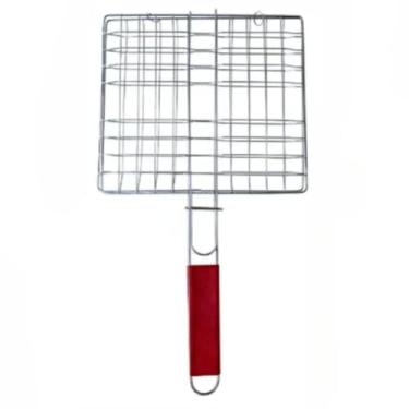 Imagem de Grelha Dupla Abre E Fecha Para Churrasco, Aço Inox Portátil, Ideal Para Assar Legumes E Peixes, Resistente Ao Calor, Fácil De Limpar E Transportar