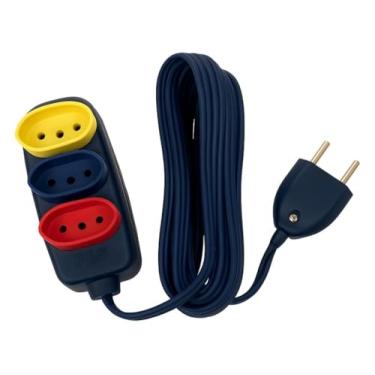 Imagem de Extensão Elétrica, 5 Metros, 10A, 3 Tomadas, Preta, Padrão Brasileiro 110V/220V