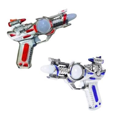 Imagem de Kit 2 Brinquedo Arma Pistola Missão Espacial Com Luz led E Som present