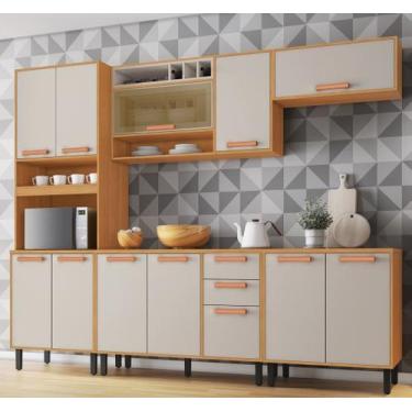 Imagem de Cozinha Modulada 5 Peças 12 Portas 2 Gavetas Vidro Reflecta e Nicho pa