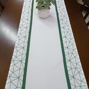 Imagem de Caminho de mesa 40 x 1,45 - faixa verde + bco - DIAS DECOR