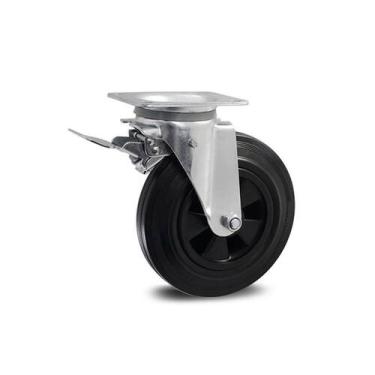 Imagem de Rodízio Giratório com Freio e Placa 8" para Contentor Carrinho de Lixo