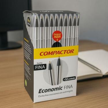 Imagem de Caixa 50 Canetas Esferográficas Compactor Economic Escrita Fina Ponta 