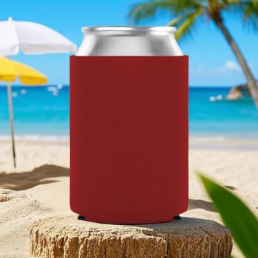 Imagem de Manga para latas padrão de 350 ml, isolamento macio, antiderrapante, para garrafas de refrigerante, cerveja e água (vermelha)