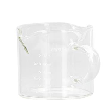 Imagem de Copo medidor de café de vidro com marcação em escala de 75 ml para utensílios de cozinha, copo medidor de leite borossilicato para café/restaurante
