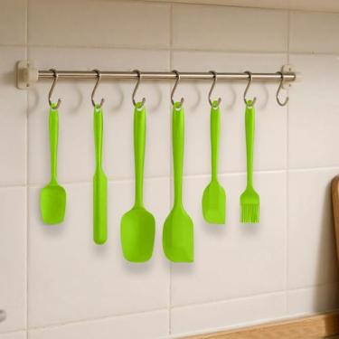 Imagem de Conjunto de 6 espátulas de silicone resistentes ao calor com pincel de pastelaria antiaderente, kit de raspador de cozinha flexível (verde)
