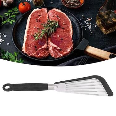 Imagem de Espátula de silicone antiaderente com ranhura de aço inoxidável espátula flexível à prova de calor para virar ovos de peixe panquecas bife (preto)