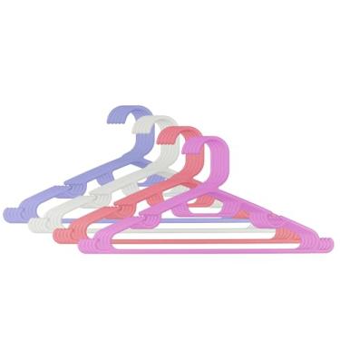 Imagem de Cabides de plástico – Pacote com 20 cabides duráveis e finos para armário com ganchos e entalhes para camisas, calças, jaquetas, vestidos, lavanderia, roupas infantis e adultos, multicoloridas