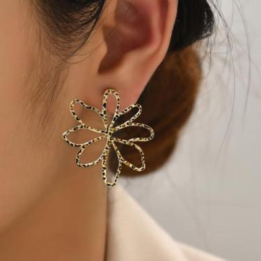 Imagem de Brincos de sol grandes Boho para mulheres, dourado, sunburst, joia oca, círculo, joia, Medium, Latão, Sem pedra preciosa