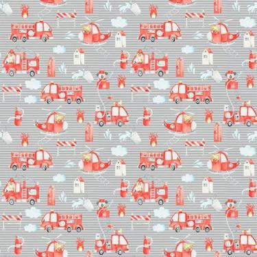 Imagem de Tecido Tricoline Helicópteros e Carros de Bombeiro - Peripan - 50 cm x