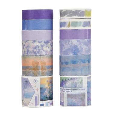 Imagem de Conjunto de adesivos Washi com 12 rolos, adesivos com padrão de galeria decorativos para artes, artesanato, materiais de diário, scrapbook, embalagem de cartão