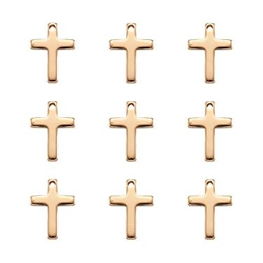Imagem de 10 peças de pingentes de cruz de latão dourado real banhado a ouro 18 K crucifixo para fazer joias, pulseiras, brincos, gargantilha, faça você mesmo