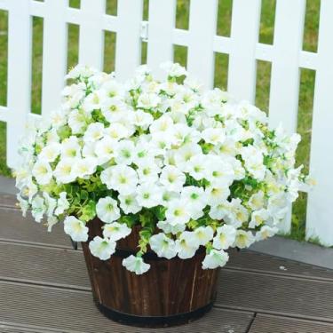 Imagem de Glória artificial da manhã e flores de eucalipto - buquê falso realista para decoração externa/interna (branco)