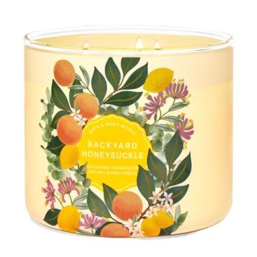 Imagem de Vela de madressilva de quintal - madressilva + flor de laranjeira + néctar de neroli - 3 velas perfumadas florais de banho e corpo para mulheres com tampa de metal Snuffer - 411 g