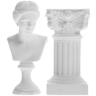 Imagem de 1 conjunto de estátua de personagem de coluna romana escultura grega de resina decoração de casa estátua grega clássica estatueta grega única resina ornamento de personagem grego para decoração de