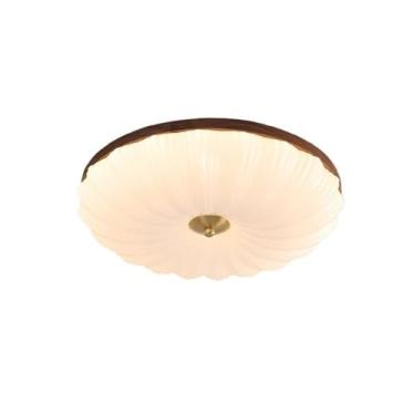 Imagem de Luz de teto Luminária de teto vintage em nogueira luxuosa cobre, luminária redonda para estudo e quarto