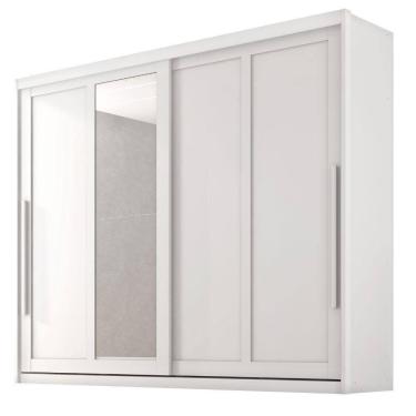 Imagem de Guarda Roupas Casal 2 Portas De Correr Com Espelho 100% Mdf 6 Gavetas Firenze Branco
