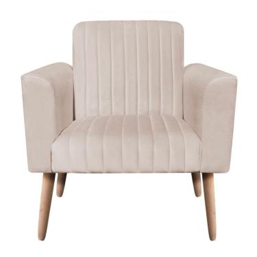 Imagem de Poltrona Viena Gomada Suede Bege Pés Palito Natural D'rossi