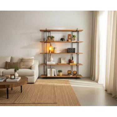Imagem de Loncie, Estante 5 Prateleiras de Madeira 186x145cm Para Sala moderna