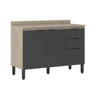Imagem de Balcão De Cozinha C- Tampo Firenze C- 3 Portas E 2 Gavetas 120cm Avena-grafito - Demóbile