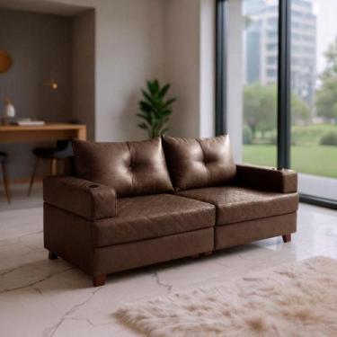 Imagem de Sofá 3 Lugares Essenza Bom Pastor, Café Veludo PU
