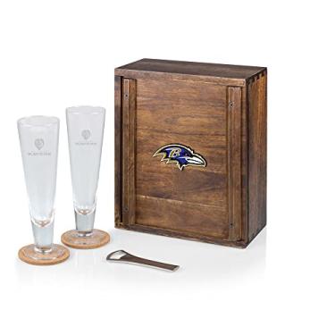 Imagem de PICNIC TIME NFL Baltimore Ravens Pilsner Craft Beer Set com 2 copos de cerveja, presente para amantes de cerveja (madeira de acácia)