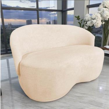 Imagem de Namoradeira Decorativa Beatriz Orgânica Couro Bege - Mansão Decor