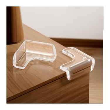 Imagem de Bubble Corner Guards – Pacote com 10 protetores de canto de mesa transparentes, amortecedores de borda de PVC macio para móveis, armário, mesa, peitoril da janela, formato crescente