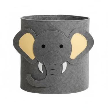 Imagem de Cesto Multiuso Dobrável Infantil, Design de Animais, 33x35cm, Organizador de Brinquedos e Roupas, para Quarto, Sala, Cozinha (elefante)
